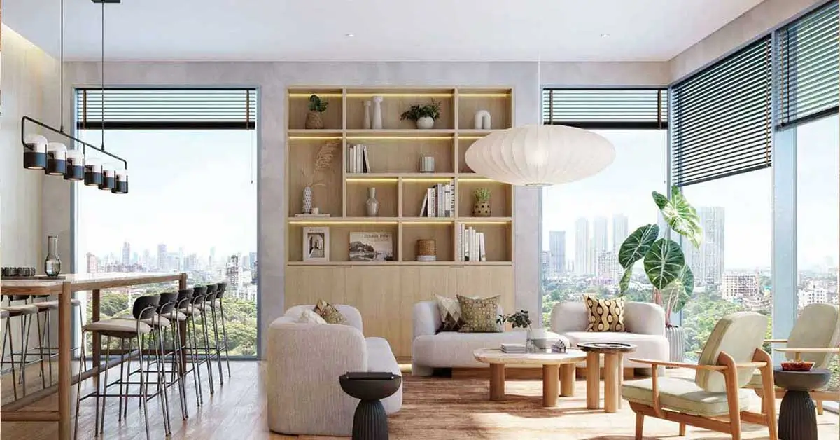 Modern bathroom with a bathtub and stylish tiles